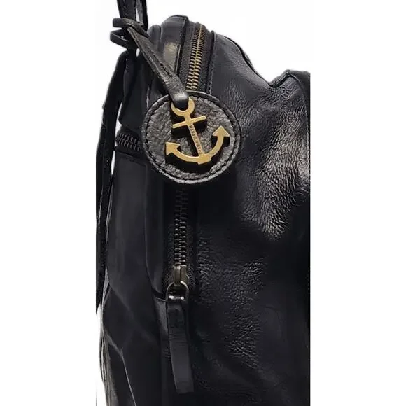 Harbour 2nd Black Genuine Leather Large Backpack Convertible Shoulder Bag Purse - Picture 6 of 11